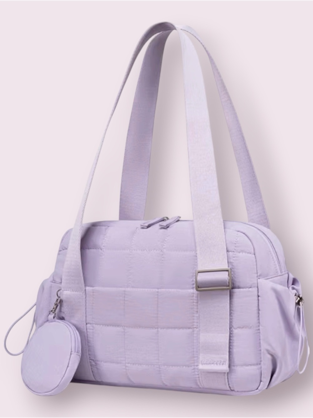 Quilted Lilac Shoulder Bag with Detachable Coin Pouch